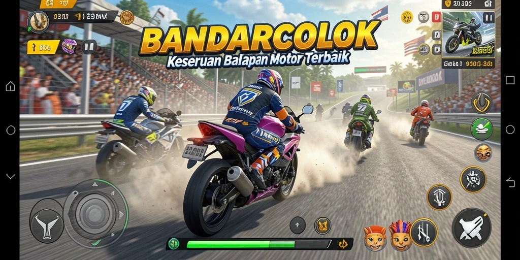 Tampilan menarik dari gameplay balapan motor di BANDARCOLOK.