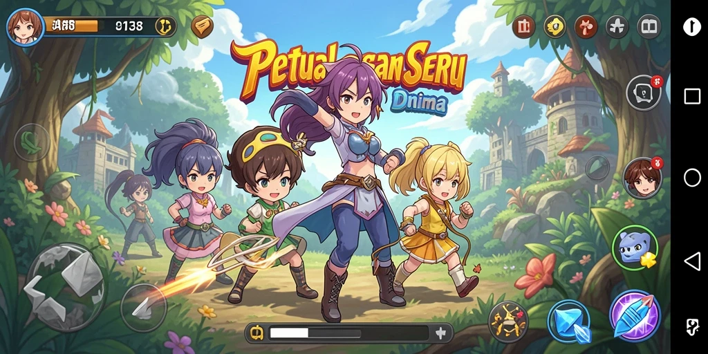 Screenshot menunjukkan karakter Anime dalam pertarungan yang seru.