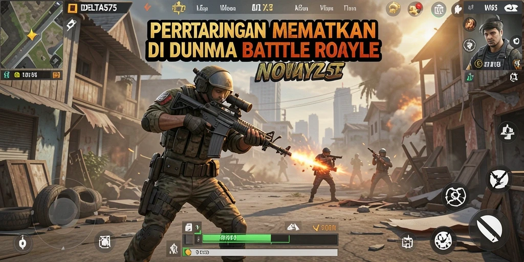 Screenshot gameplay DELTA575 yang menampilkan pertempuran intense di arena Battle Royale.