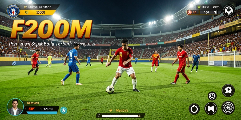 Gameplay menegangkan F200M yang menghadirkan aksi sepak bola nyata.
