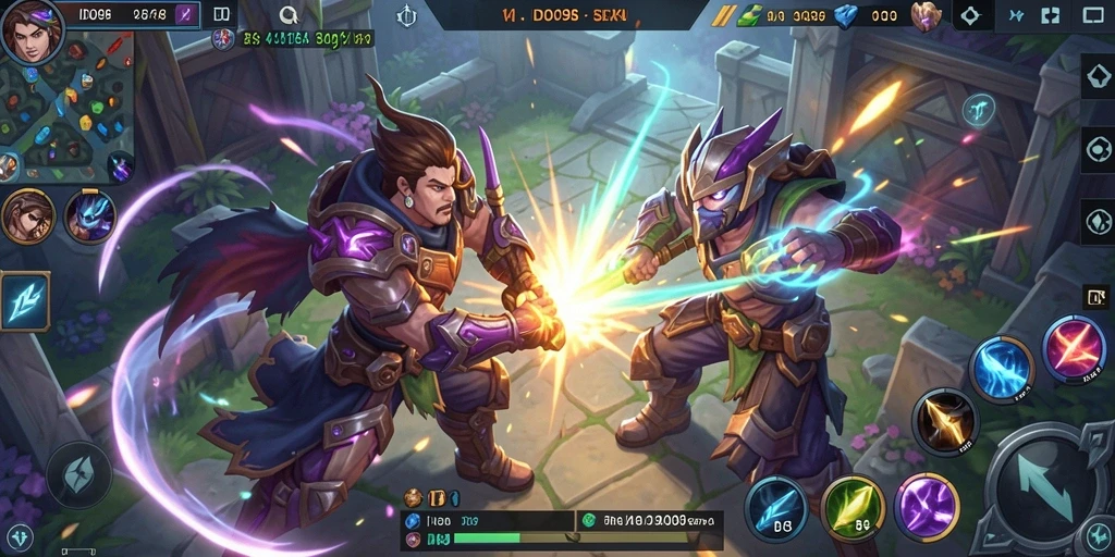 Tampilan gameplay seru dan mendebarkan dari ID098 MOBA.
