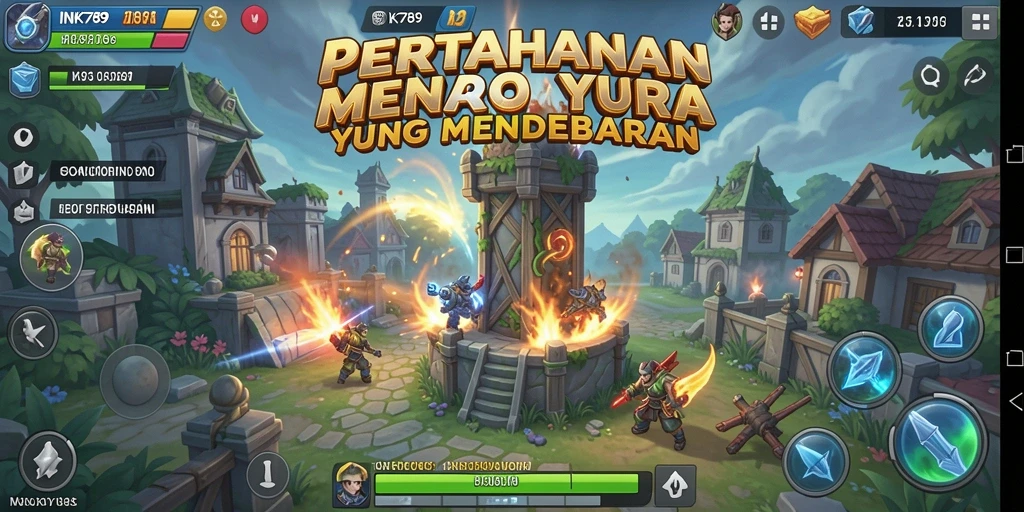 Tangkapan layar gameplay menakjubkan di INK789 dengan menara bertahan.