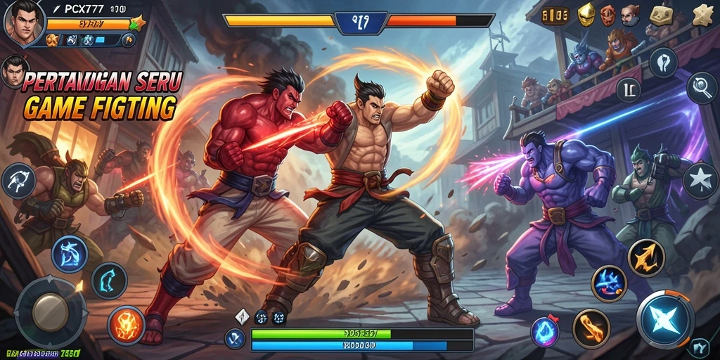 Screenshot gameplay PCX777 menampilkan pertarungan seru dan aksi mendebarkan.