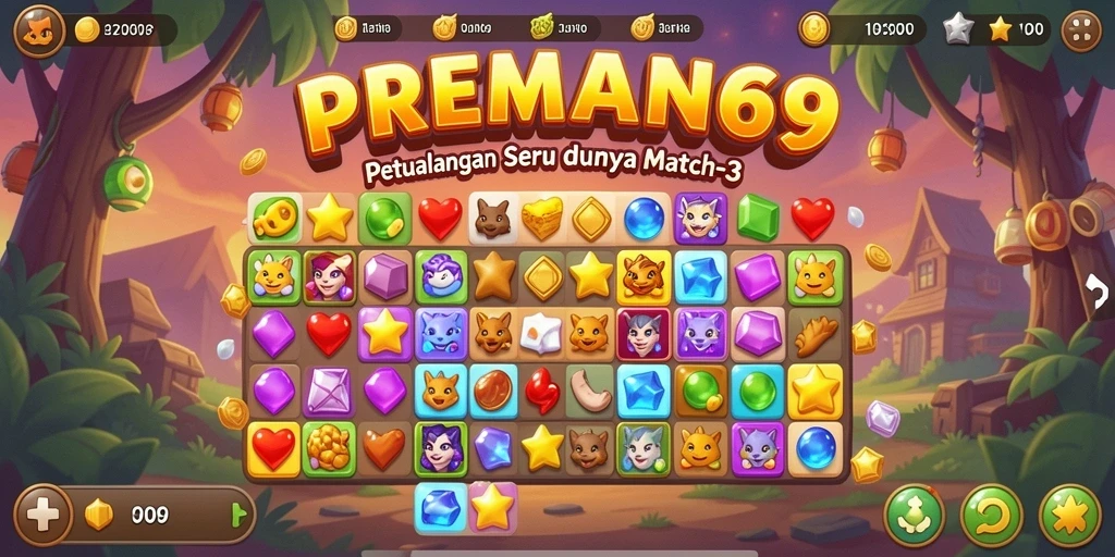 Tampilan screenshot dari gameplay seru PREMAN69 Match-3.