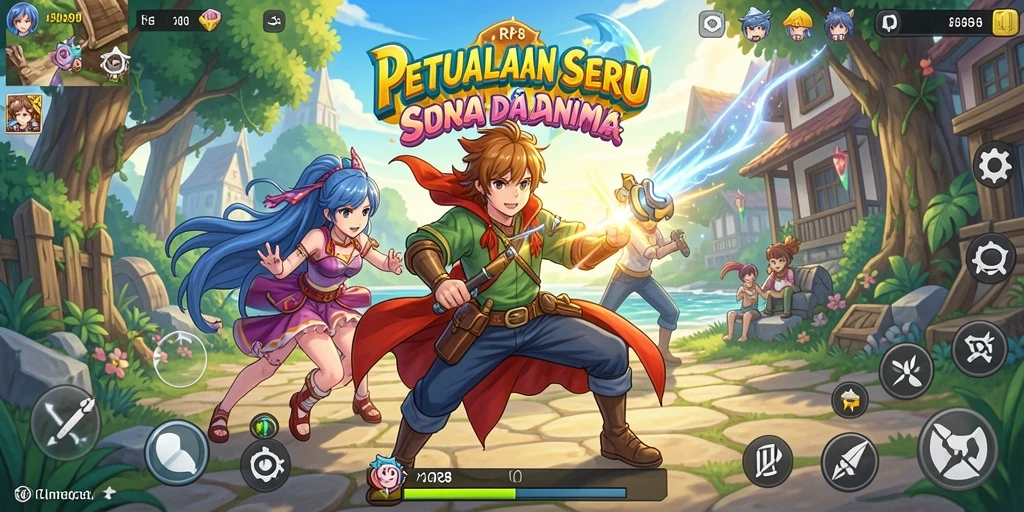 Tampilan screenshot utama RP8 menampilkan aksi seru karakter anime.