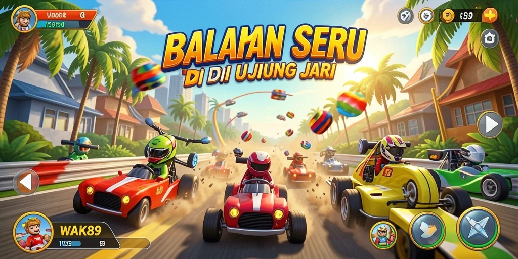 Screenshot WAK89 menampilkan gameplay balapan yang intens dan menegangkan.