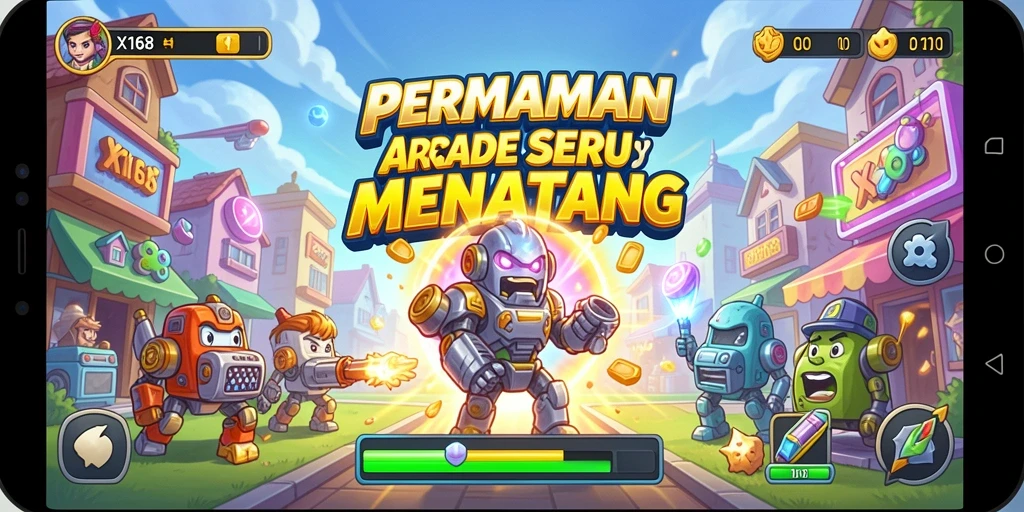 Tampilan gameplay seru dalam permainan Arcade X168 dengan grafis menarik.